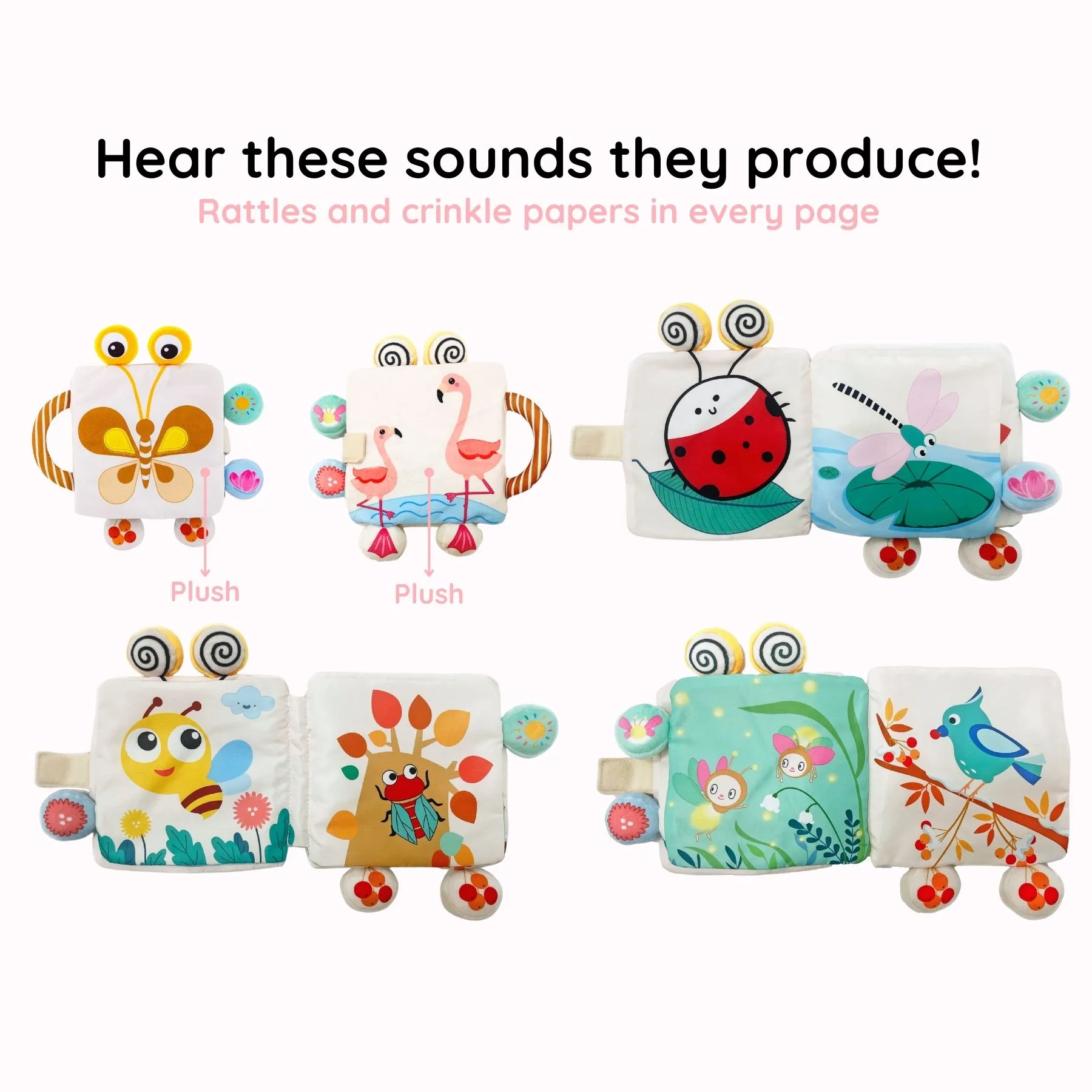 Fluttery Harmony - Soft Rattle Book For Babies - Image 4